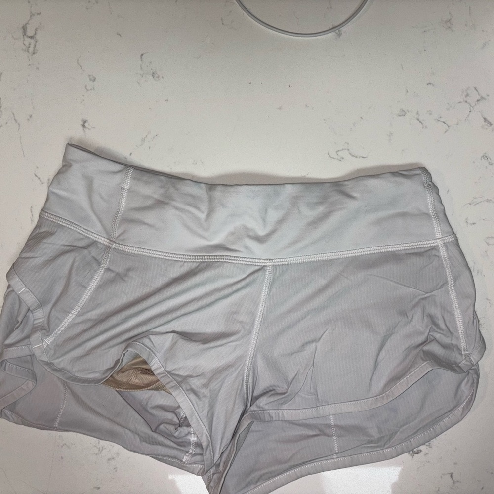WHITE lulelemon shorts